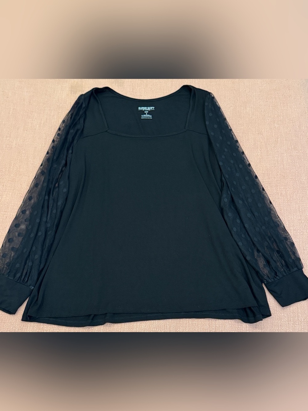 Torrid Super Soft Dot Mesh Sleeve Top Black Size 4